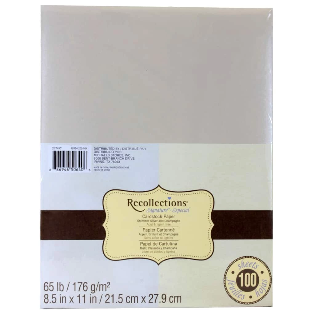 Wholesale βοΈ Shimmer Silver & Champagne 8.5" x 11" Cardstock Paper by Recollections®, 100 Sheets π₯°
