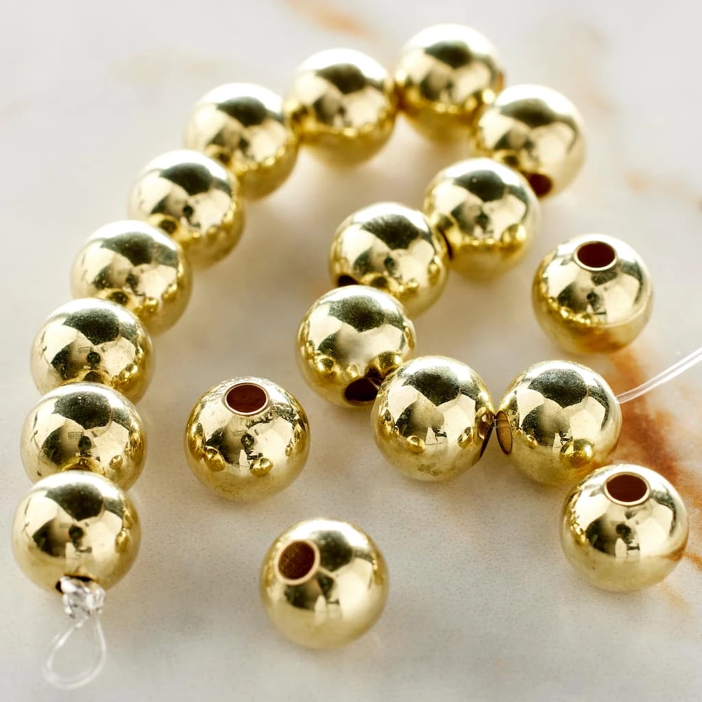 Buy π Gold Metal Round Beads, 8mm by Bead Landing™ βοΈ - Image 2