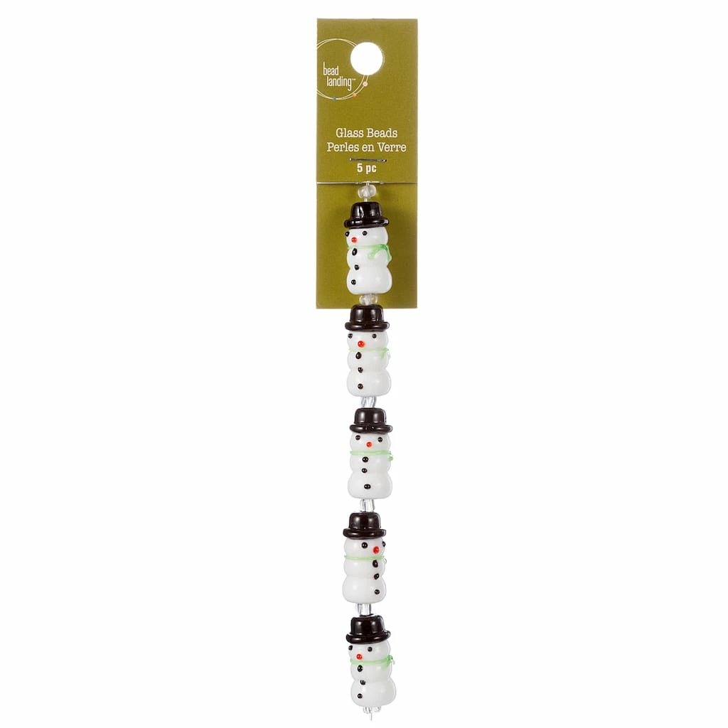 Wholesale π Snowman Lampwork Beads, 23mm by Bead Landing™ 𧨠- Image 4