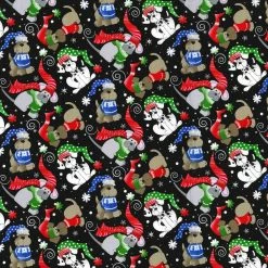 Cheapest ❤️ Fabric Traditions 🎄 Christmas Black Winter 🐶 Dogs Cotton Fabric 🥰