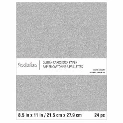 Discount 💯 Silver Glitter 8.5" x 11" Cardstock Paper by Recollections™, 24 Sheets 💯