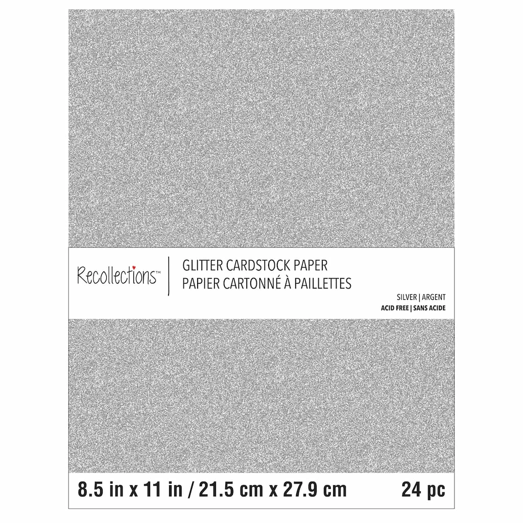 Discount π― Silver Glitter 8.5" x 11" Cardstock Paper by Recollections™, 24 Sheets π―