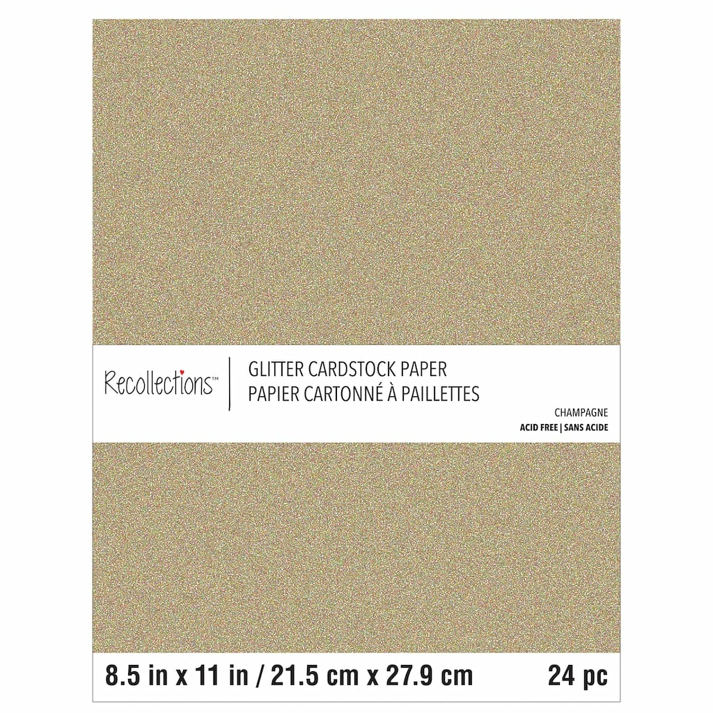 Best Sale π Champagne Glitter 8.5" x 11" Cardstock Paper by Recollections™, 24 Sheets π