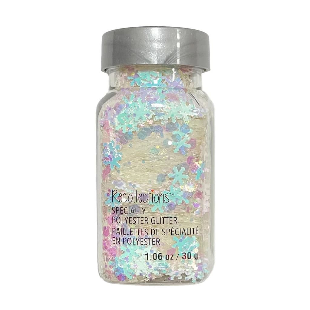 Deals π₯° Specialty Polyester Glitter White Iridescent Snowflakes by Recollections™ β€οΈ