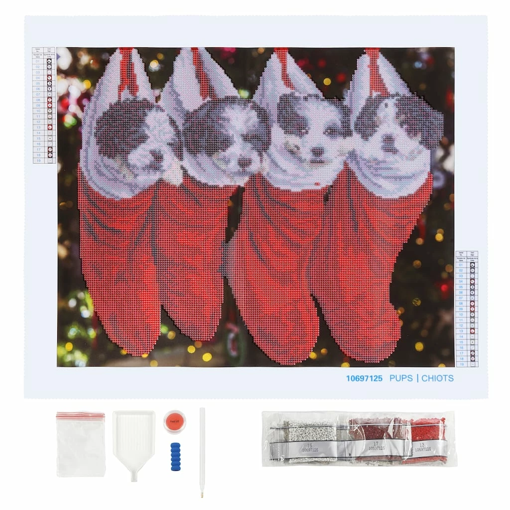 Flash Sale π Puppies in π Christmas Stockings Diamond Art Kit by Make Market® β¨ - Image 2
