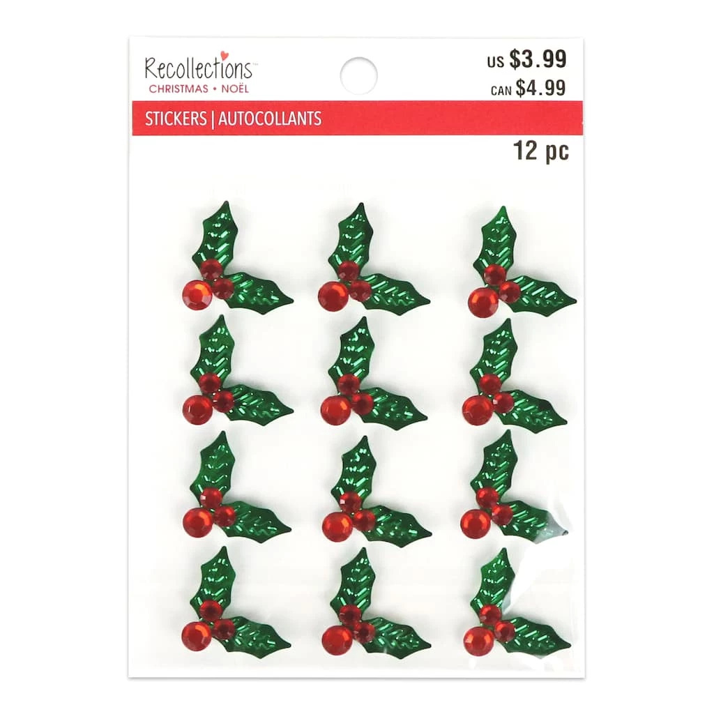 Cheapest π Holly Berry Leaf β Christmas Stickers by Recollections™ β¨