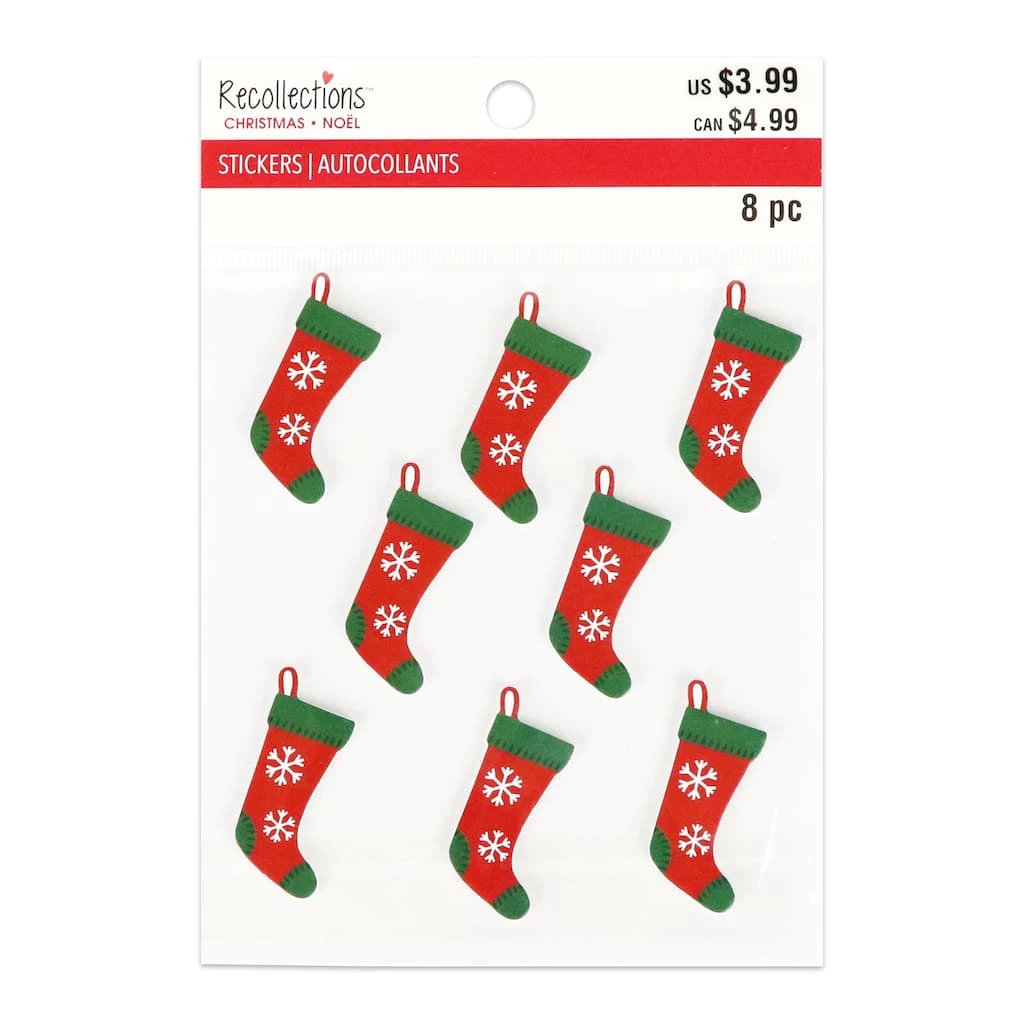 Top 10 π₯ Red & Green Snowflake Sock π Christmas Stickers by Recollections™ β