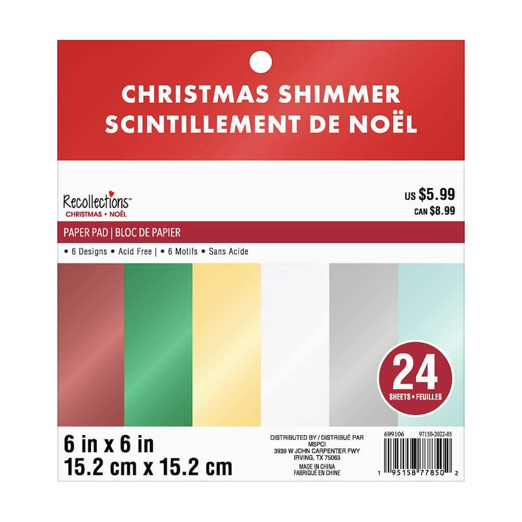 Cheapest π₯° Christmas Shimmer Paper Pad by Recollections™, 6" x 6" π―