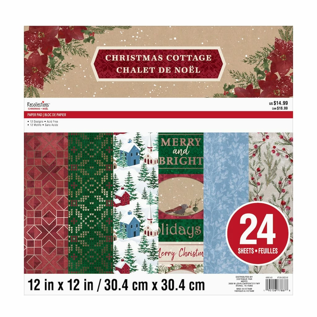 Hot Sale π Christmas Cottage Paper Pad by Recollections™, 12" x 12" π₯