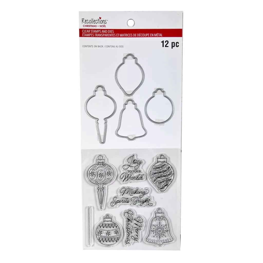 Outlet 🎉 Ornaments Clear Stamp & Die Set by Recollections™ 😉