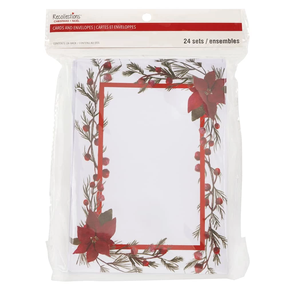 Brand new 𧨠5" x 7" Poinsettia Cards & Envelopes by Recollections™, 24ct. π₯ - Image 2