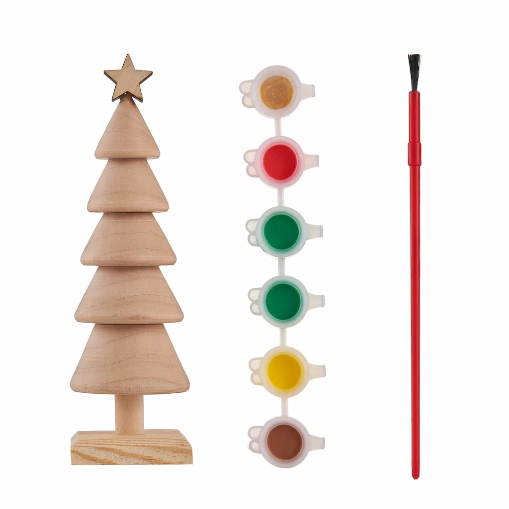 Budget βοΈ 6" Wood Tree 3D Craft Painting Kit by Creatology™ π Christmas π₯ - Image 2