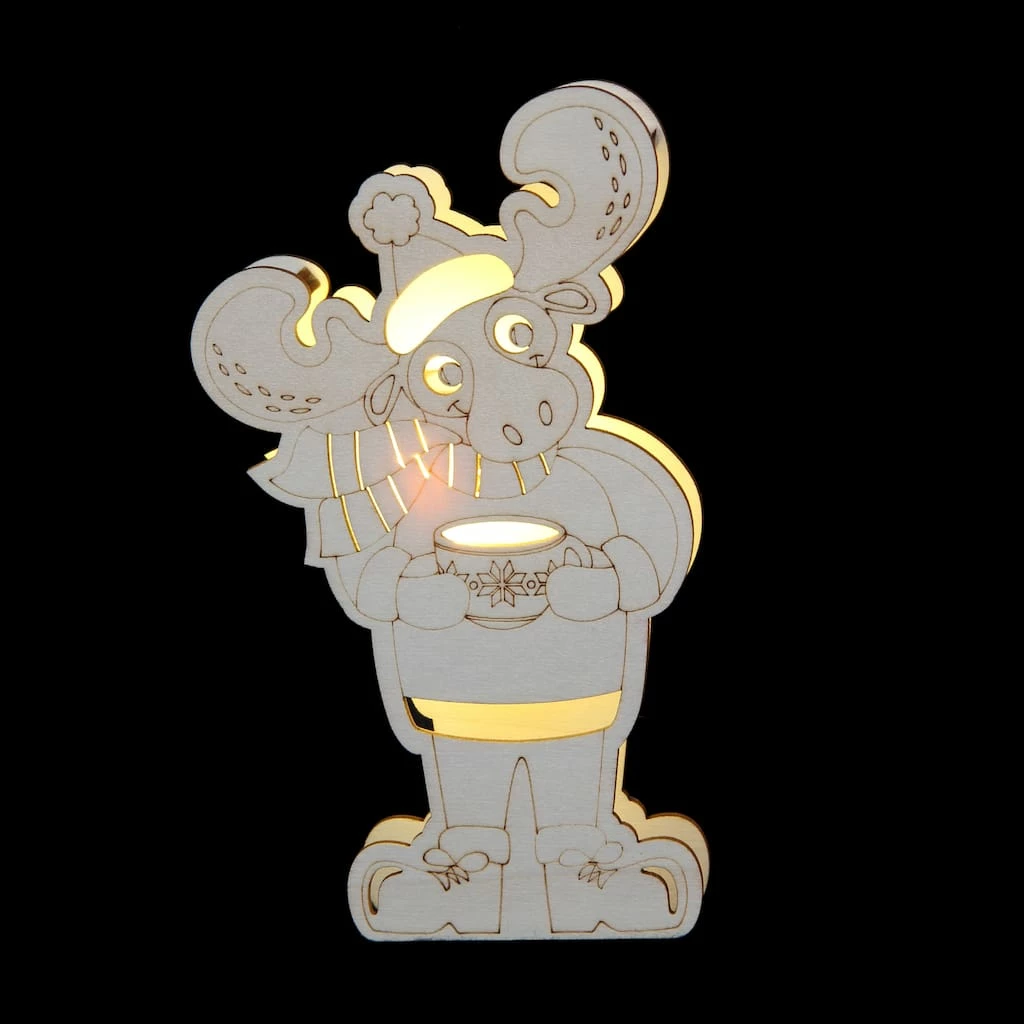 Best deal β€οΈ 6.5" DIY Pre-Lit β Christmas Moose Wood Décor by Make Market® π - Image 2