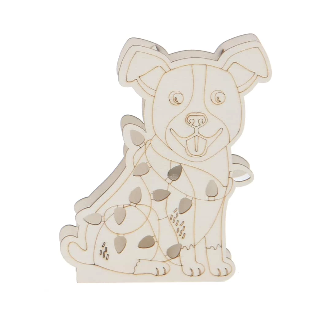 Best Pirce π 5" DIY Pre-Lit π Christmas π Dog Wood Décor by Make Market® β€οΈ