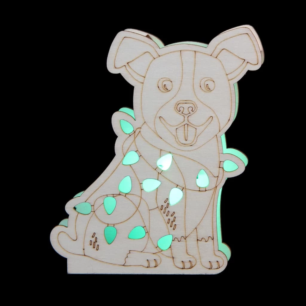 Best Pirce π 5" DIY Pre-Lit π Christmas π Dog Wood Décor by Make Market® β€οΈ - Image 2