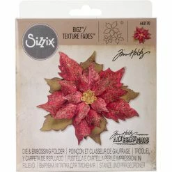 Hot Sale ⭐ Sizzix® Bigz™ Texture Fades™ Poinsettia Die & Embossing Folder by Tim Holtz® 🎉