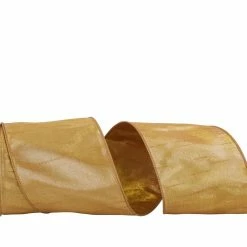 Hot Sale 🔔 Reliant 4" Old Gold Dupioni Lamé Wired Metallic Ribbon 🎉