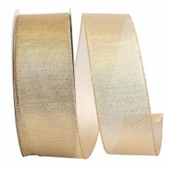 New ⌛ Reliant 2.5" Gold Lamé Glimmer Wired Ribbon, 50yd. 🎉