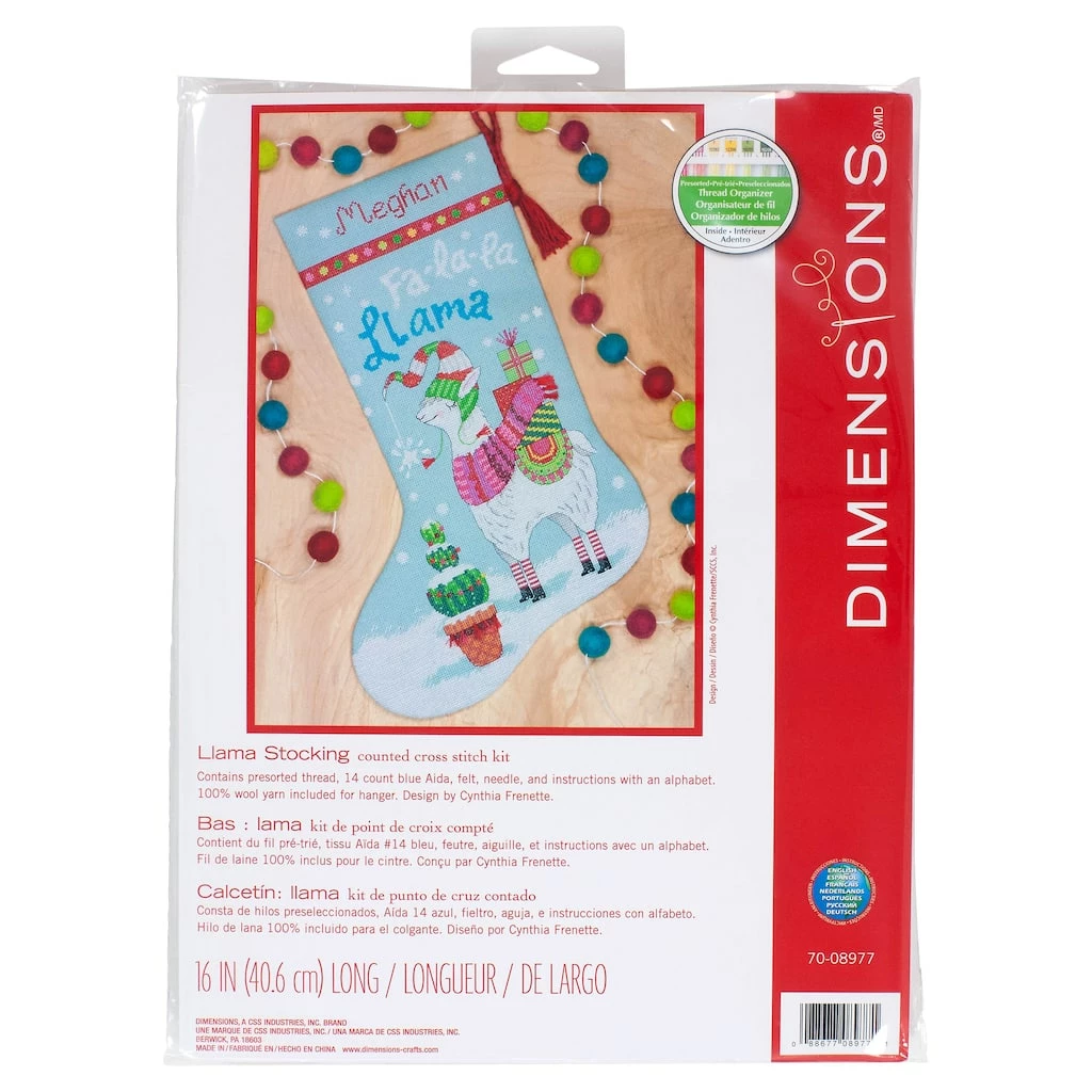 Brand new π Dimensions® Counted Cross Stitch Kit, Llama Stocking π - Image 2