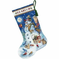 Flash Sale 🤩 Dimensions® Gold Collection Snowman & Friends Stocking Counted Cross Stitch Kit 🔔