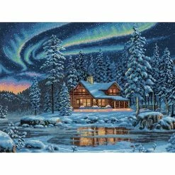 Coupon 🎁 Dimensions® Gold Collection Aurora Cabin Counted Cross Stitch Kit 🛒