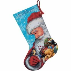 Brand new 🛒 Dimensions® Stocking Needlepoint Kit, Santa & Toys Stitched In Floss 🧨
