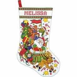 Brand new 🧨 Design Works™ Santa & Sleigh Counted Cross Stitch Stocking Kit ✨