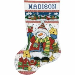 Brand new 😀 Design Works Snowman Fun Counted Cross Stitch Stocking Kit ❤️