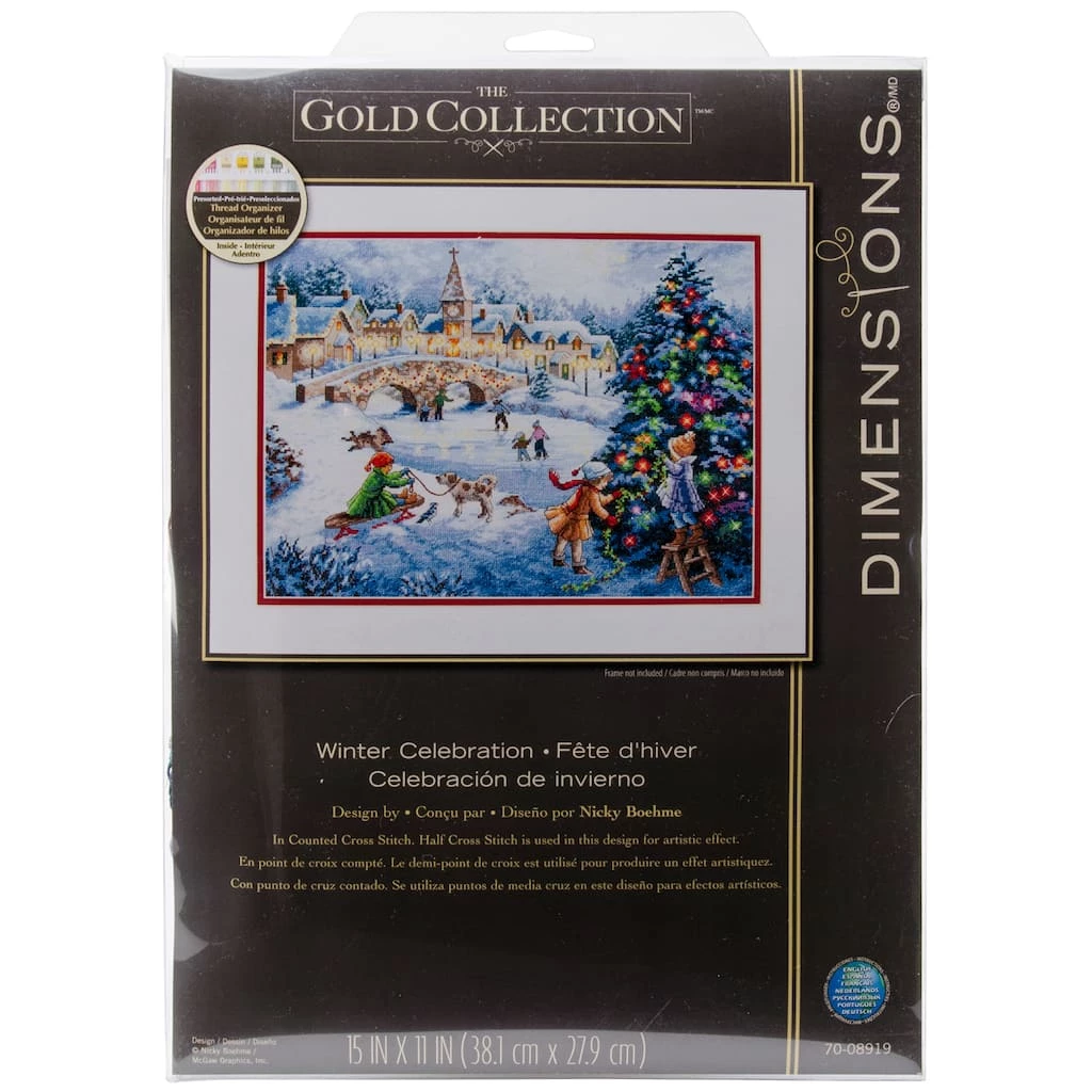 Wholesale β€οΈ Dimensions® Gold Collection Winter Celebration Counted Cross Stitch Kit βοΈ
