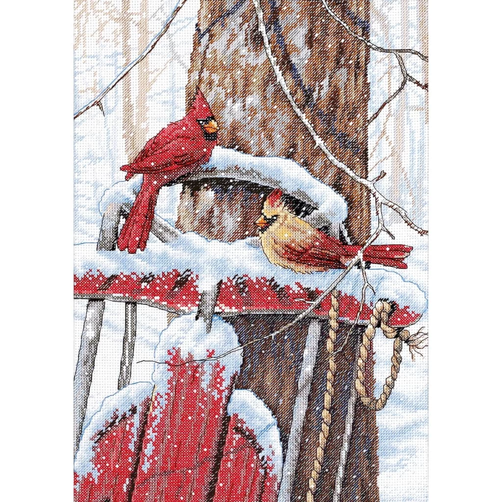 Budget π€© Dimensions® Cardinals on Sled Counted Cross Stitch Kit π - Image 2