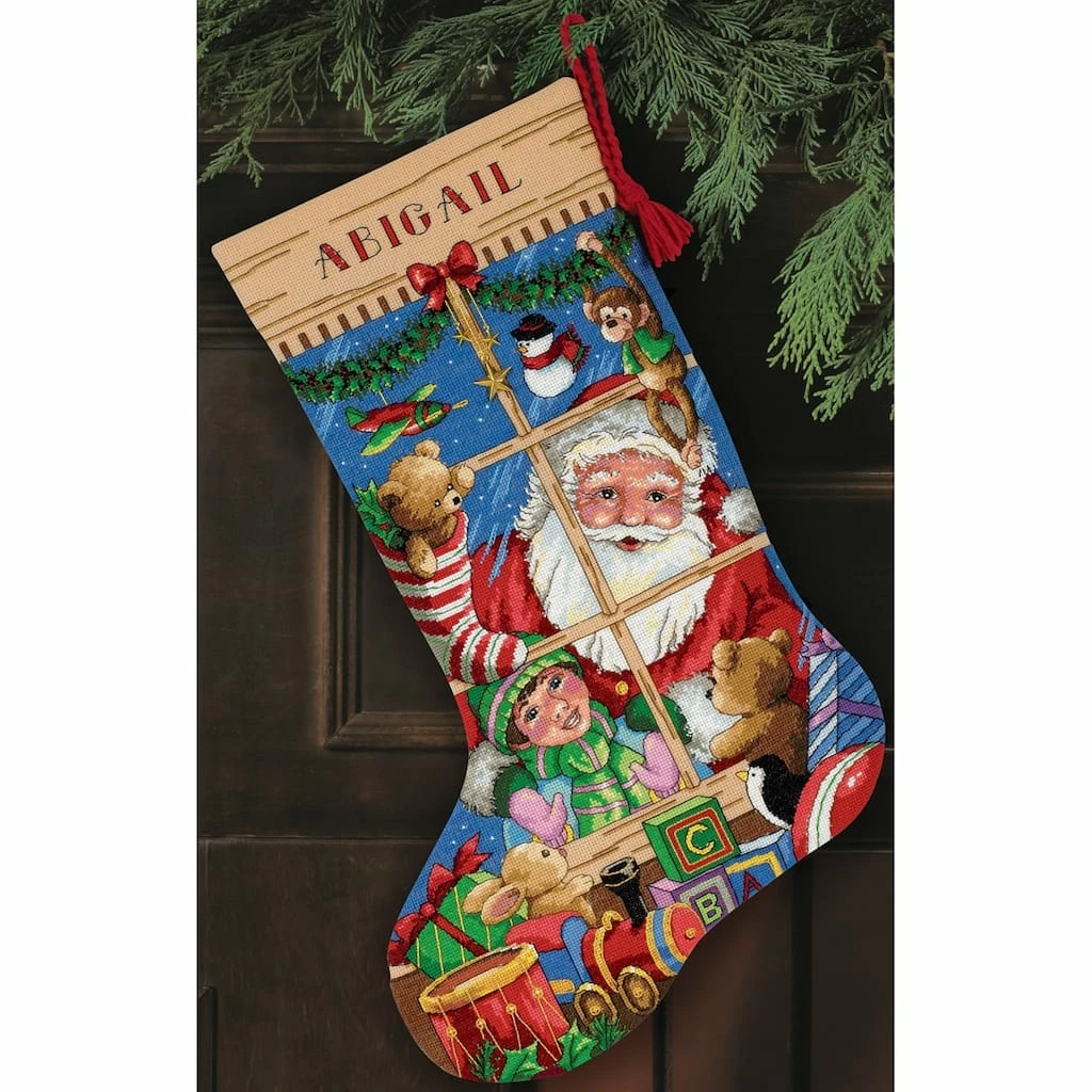 Cheapest π― Dimensions® Gold Collection 16" Santa's Toys Stocking Needlepoint Kit β€οΈ