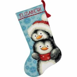 Promo ⭐ Dimensions® Hugging Penguins Stocking Needlepoint Kit ⌛