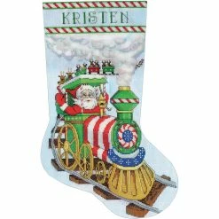 Cheap 🎉 Design Works™ Santa Train Counted Cross Stitch Stocking Kit 🔔