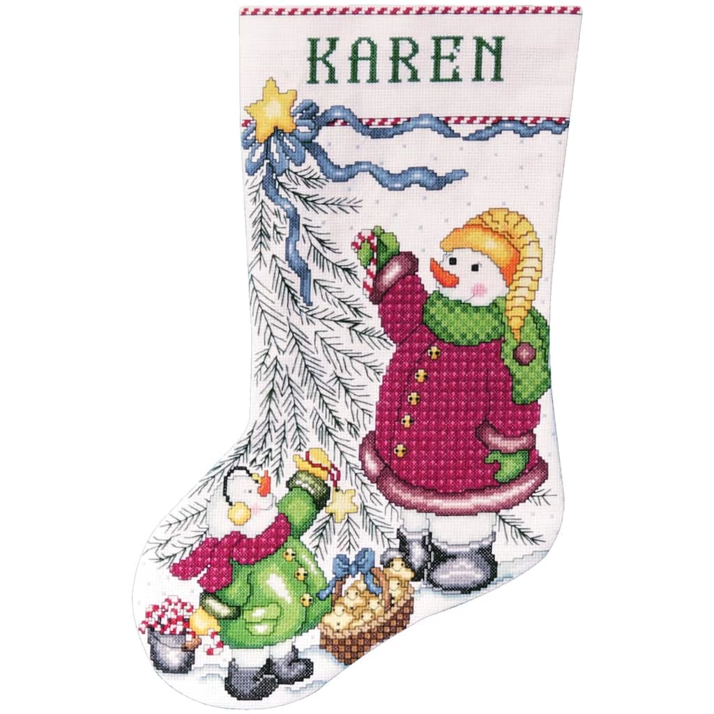 Outlet π Design Works™ β Christmas Tree Snowman Counted Cross Stitch Stocking Kit π₯ - Image 2