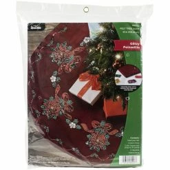 Top 10 ✔️ Bucilla® Glitzy Poinsettia 43" Round Felt Tree 👗 Skirt Applique Kit ❤️