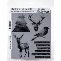 New β Stampers Anonymous Tim Holtz® Modern π Christmas Cling Stamps β
