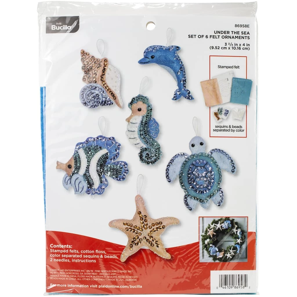 Budget 𧨠Bucilla® Under The Sea Felt Ornaments Applique Kit Set β