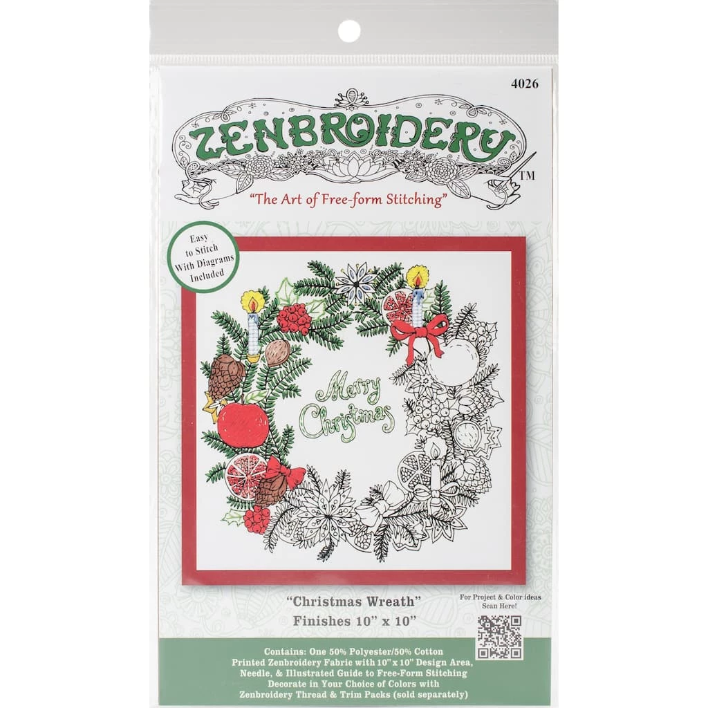 Cheapest π Design Works™ Zenbroidery™ π Christmas Wreath Stamped Embroidery Kit 𧨠- Image 2