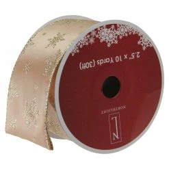 Promo 🔔 2.5" x 10yd. Wired Sparkling Snowflakes 🎅 Christmas Ribbon by Northlight 🎁