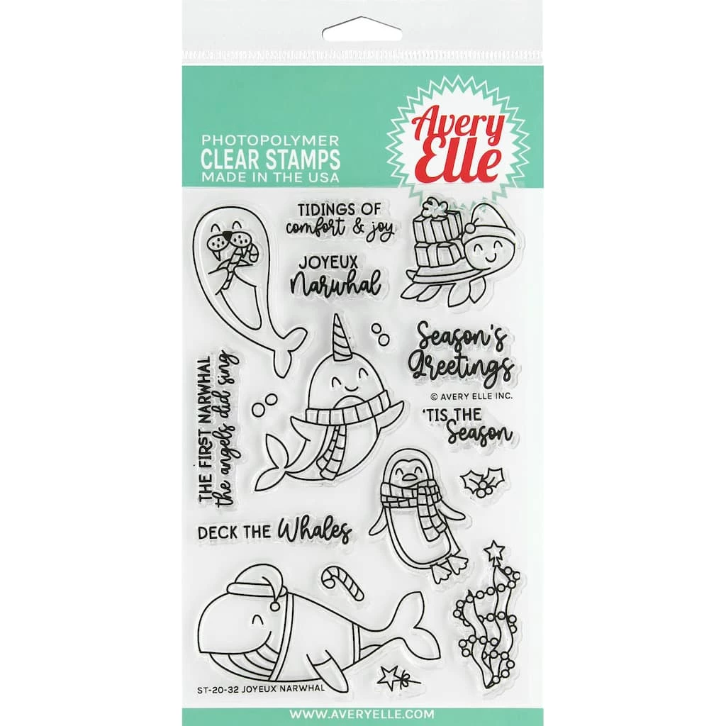 Promo π₯° Avery Elle Joyeux Narwhal Clear Stamps π