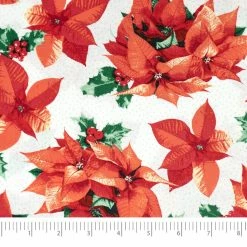 Hot Sale 🛒 SINGER 🎄 Christmas Holiday Poinsettia Print Cotton Fabric ❤️