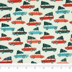 Buy ⌛ SINGER 🎄 Christmas Holiday Cars Cotton Fabric 🥰