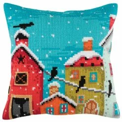 Coupon ⭐ RTO Collection D'Art Winter Morning Stamped Needlepoint Cushion 😍