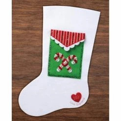 Cheapest 🥰 Bucilla® 🍬 Candy Cane Felt Keepsake Stocking Pocket 🤩