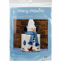 Promo ⭐ Mary Maxim 5'' Snowman Plastic Canvas Tissue Box Kit, 7ct. 😀