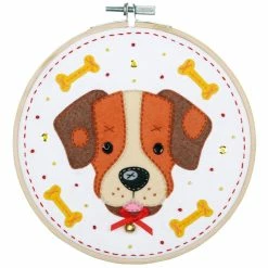 Best Sale ⌛ Vervaco 6" Round 🐕 Dog Felt Applique Kit ✔️