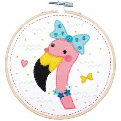 Cheap 🎁 Vervaco 6" Round Flamingo Felt Applique Kit 💯